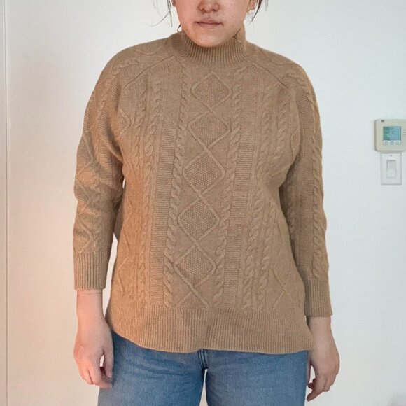 REISS - Tan Cable Knit Wool Sweater (Size L) - Picture 2 of 6